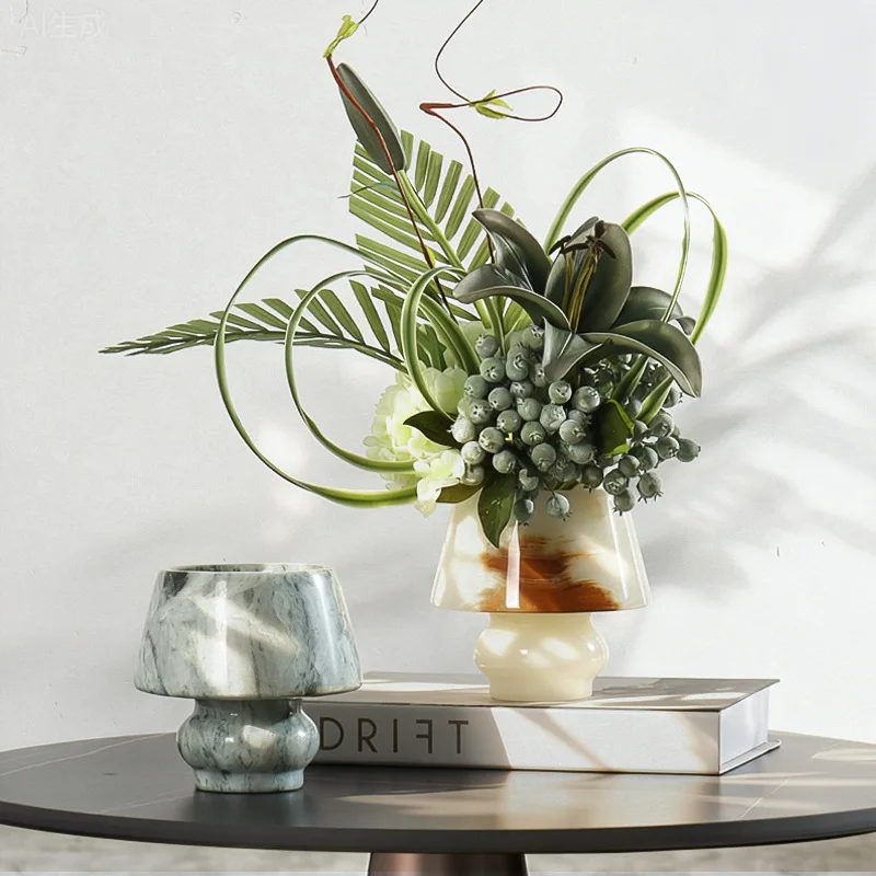 

Marble small vase flower arrangement living room coffee table floral design small table