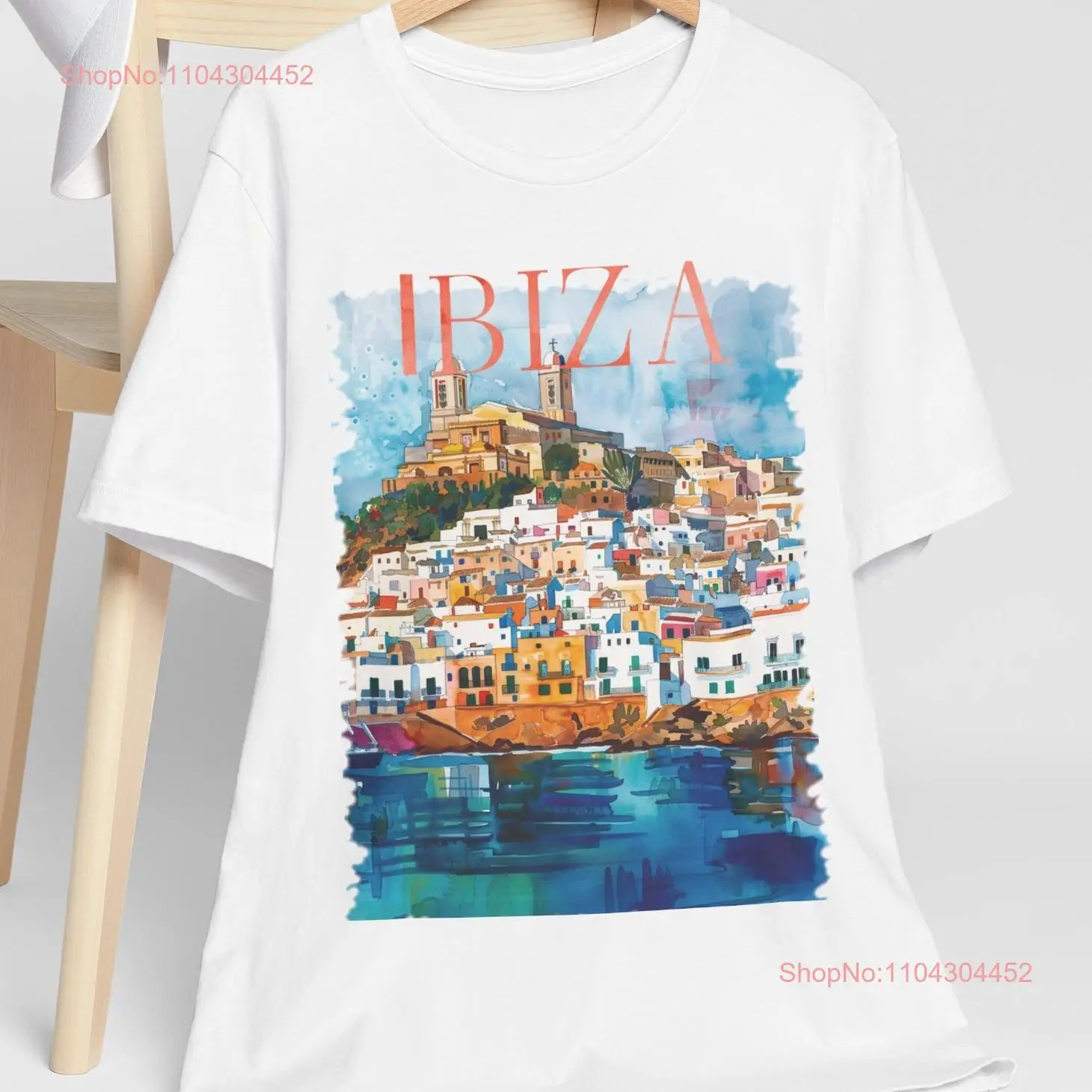 Camiseta Ibiza España Vacaciones en la playa Verano Color agua mangas largas o cortas