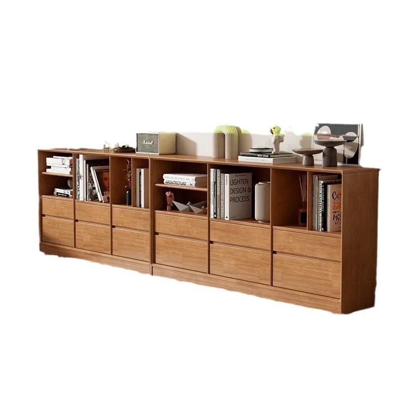 

Japanese-style low bookcase Solid wood bookshelf Floor-to-ceiling storage floor cabinet