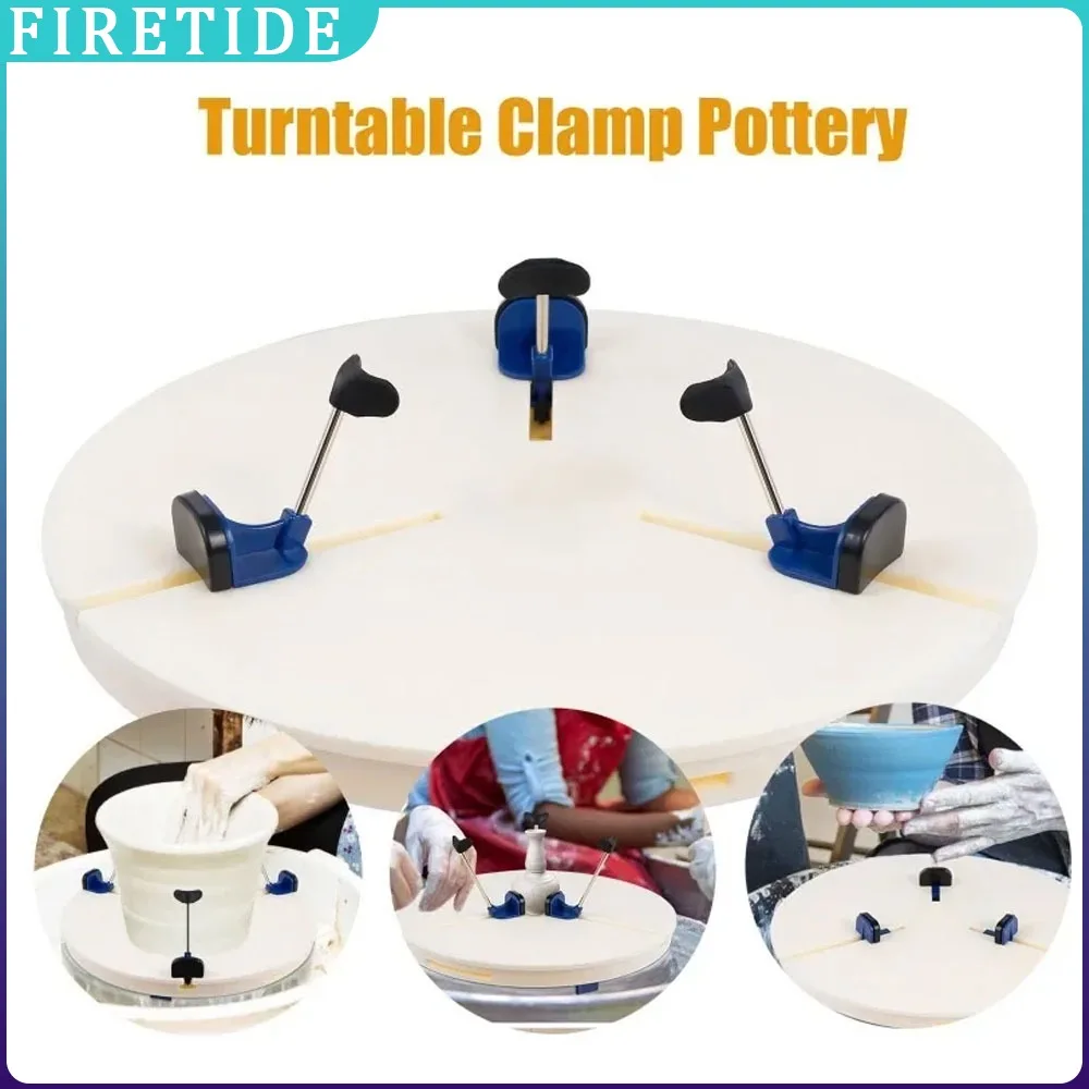

Portable Pottery Machine Turntable Clamp Pottery, White Ceramic Pottery Trimming Turntable Tools Sculpting Clamp Repair Tools