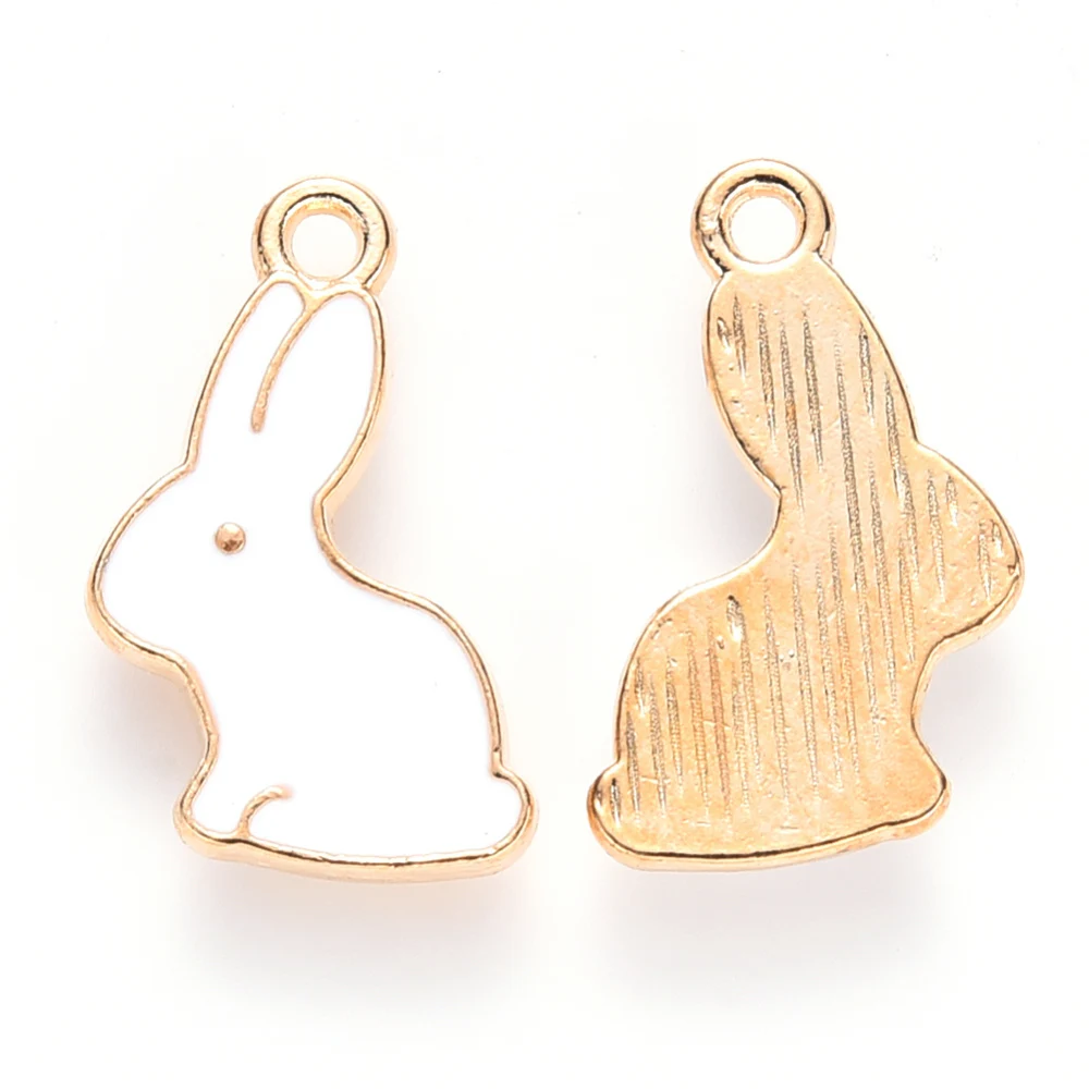 20pcs Alloy Enamel Bunny Pendants Easter Rabbit Charms for jewelry making necklace bracelet keychains bags craft decor wholesale