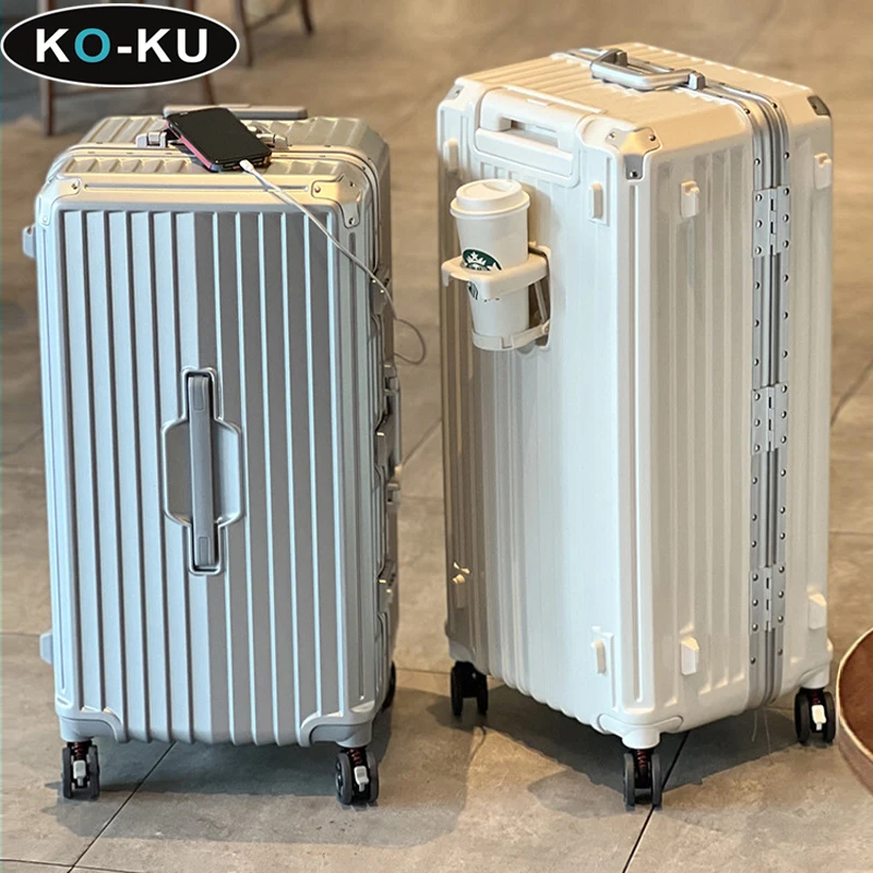 KO-KU Large-capacity Aluminium Frame Suitcase Female 24-34 Inch Trolley Case Male Students Abroad Travel Bag TSA Lock Luggage