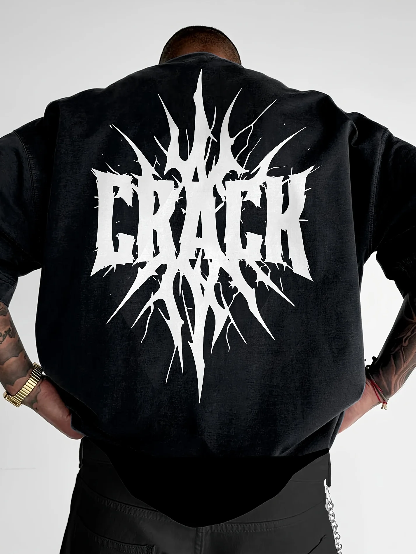 

Принт на спине с трещинами, мужская футболка, топ с короткими рукавами, уличная одежда