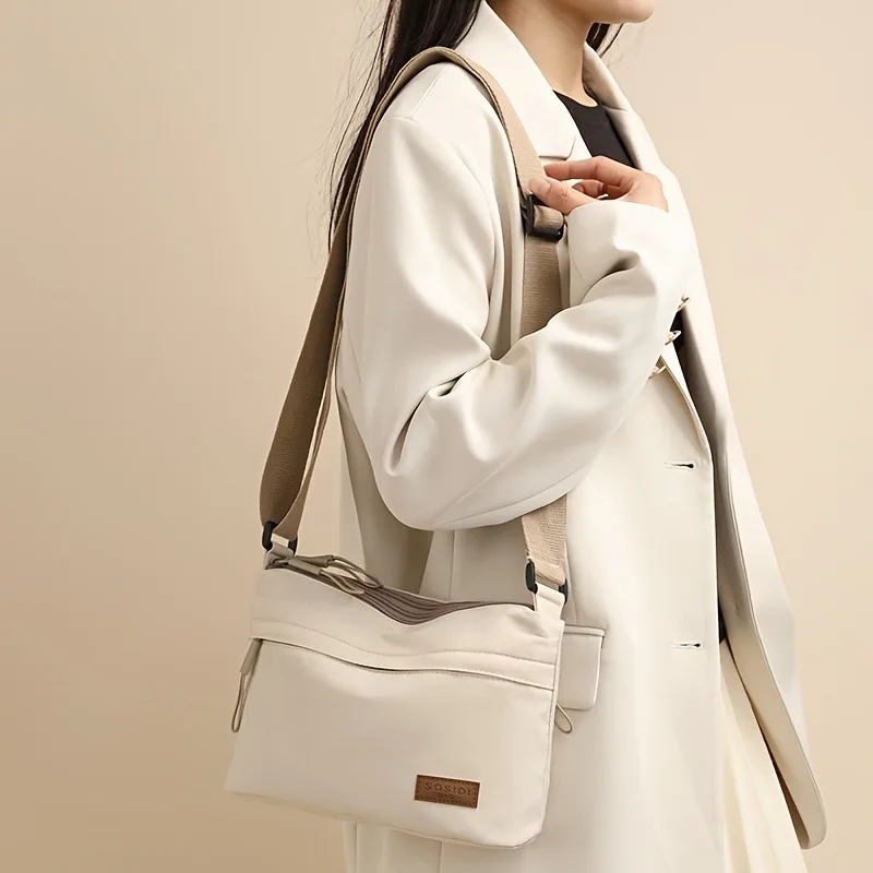 Simple Solid Color Canvas Bag for Women, New Multifunctional Casual Waterproof Portable Fashion Single Shoulder Crossbody Bags