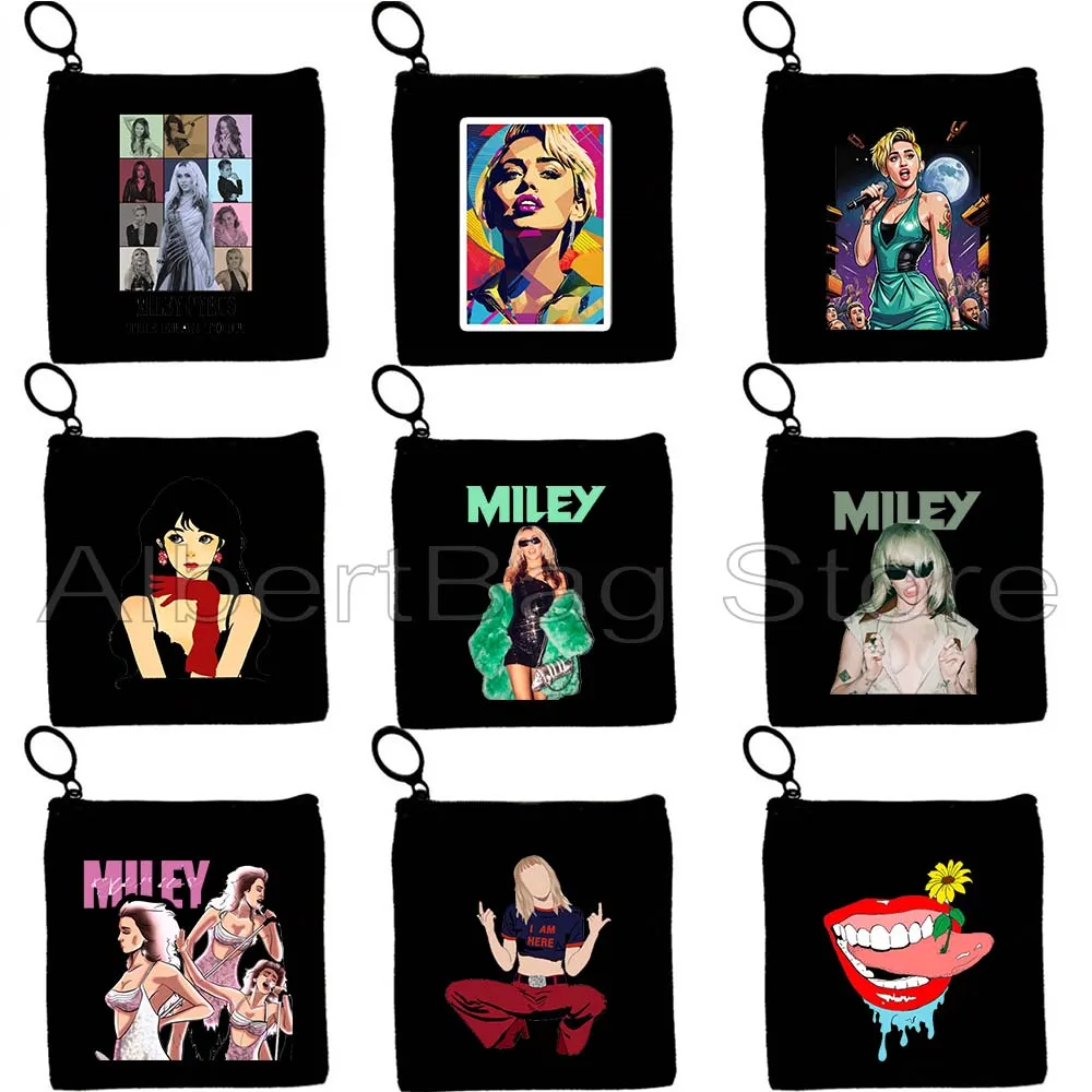 Fashion Miley Cyrus Eras Tour Fan Gifts Music Singer Cute Fan Gifts Cotton Canvas Coin Purse Bag Key Storage Card Wallet Pouch