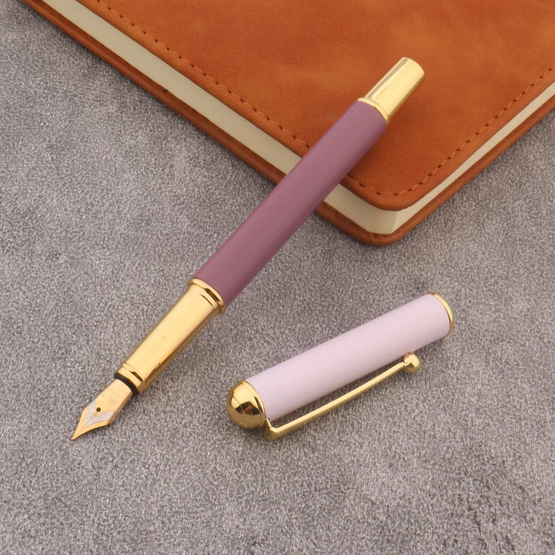 Pluma estilográfica de Metal nueva, color morado mate, papelería, suministros escolares y de oficina, regalo para escribir, 1 ud.