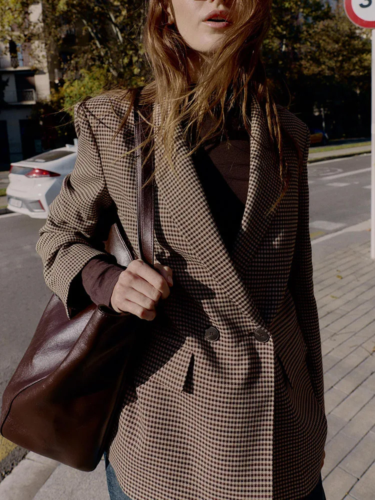 

Winter 2025 Women's Faion Long Sve Turn-down Collar Double-breasted Loose Suit Jaet New Arrival Commute Sle Lady's Coat