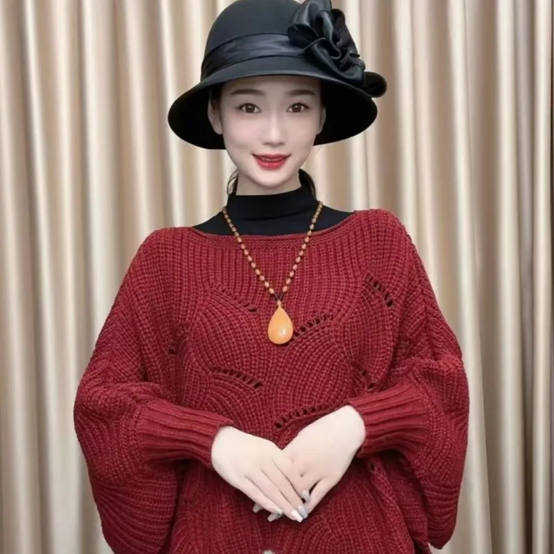 Knitted Sweater Women Bat Sleeve Oversized Shawl Poncho Pullover Korean Fashion Loose Coat Warm New