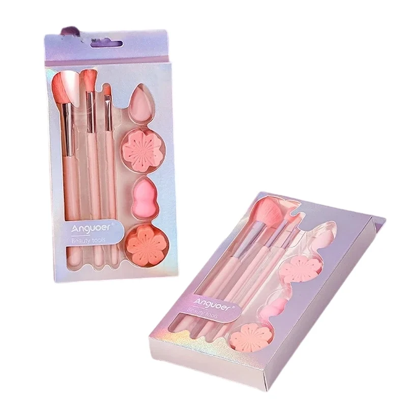 Pink Eyeshadow Powder Blusher Brush Set of 2 Mini Water Drop Beauty Egg Cherry Blossom Makeup Powder Puff Makeup Tools Sets