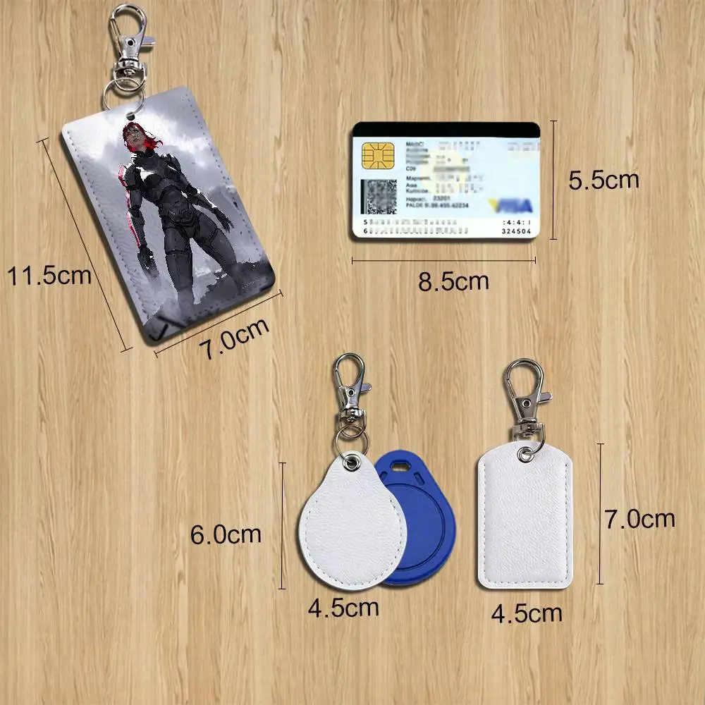 game Reapers Mass Effect Leather Card Holder with Exquisite Keychain purpose Case for Metro ID Access Control Card Badge