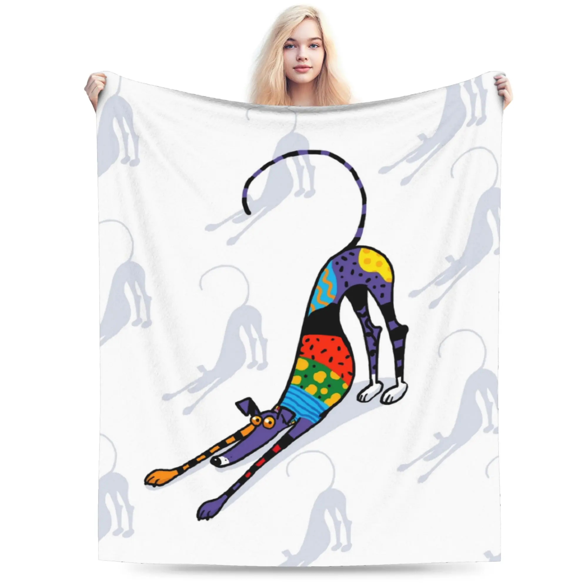 Kaleidoscope Bowdown Blankets Greyhound Whippet Lurcher Dog  Flannel Throw Blanket Bedroom Sofa Printed Ultra-Soft Warm Bedsprea