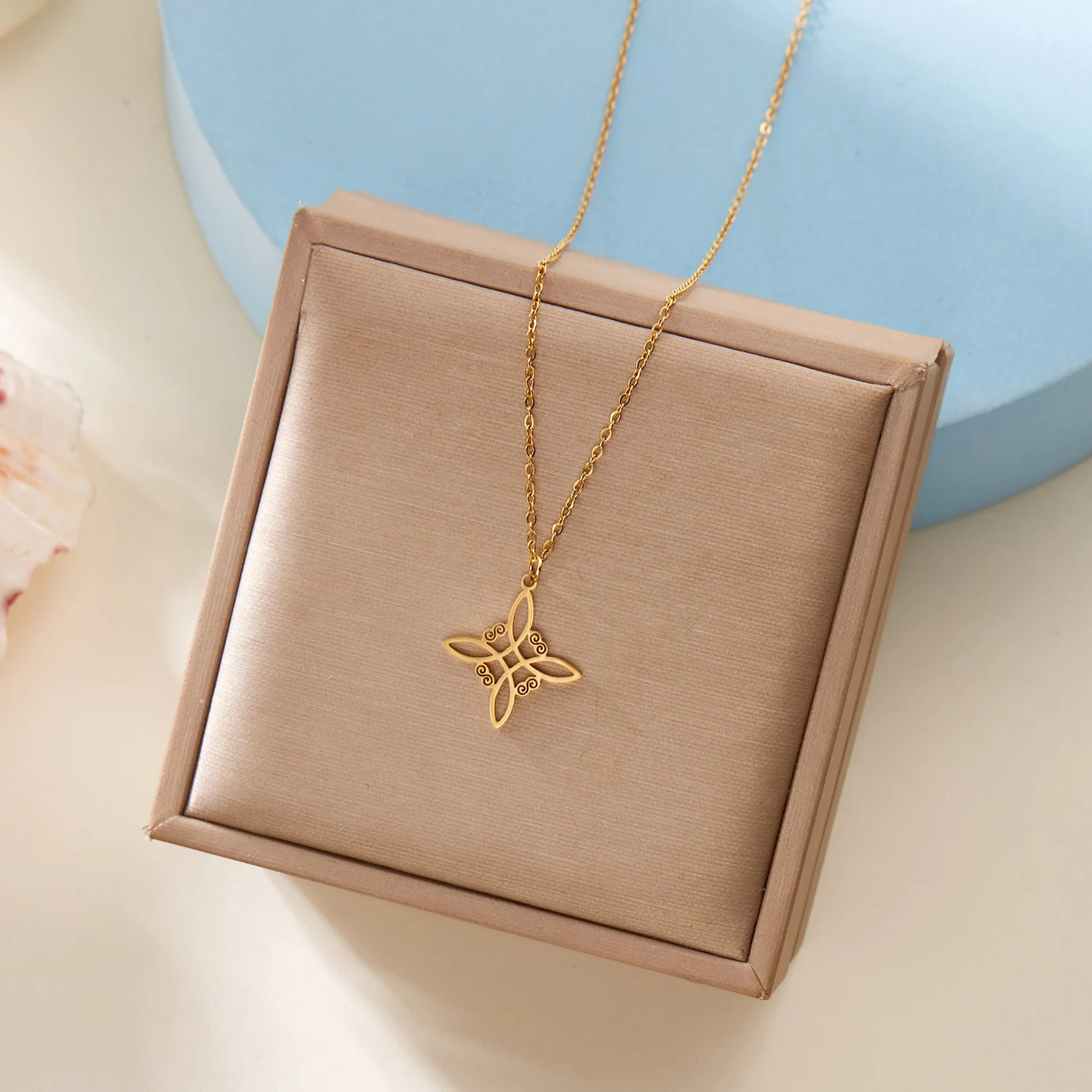 

Ожерелье с узлом ведьмы в стиле Викка из нержавеющей стали, модные украшения, подарок для женщин и девушек