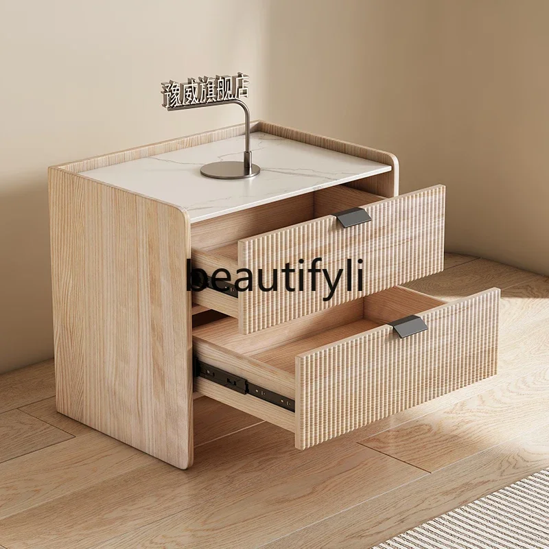 All solid wood paint bedside table modern simple small light luxury high-end small coffee table H
