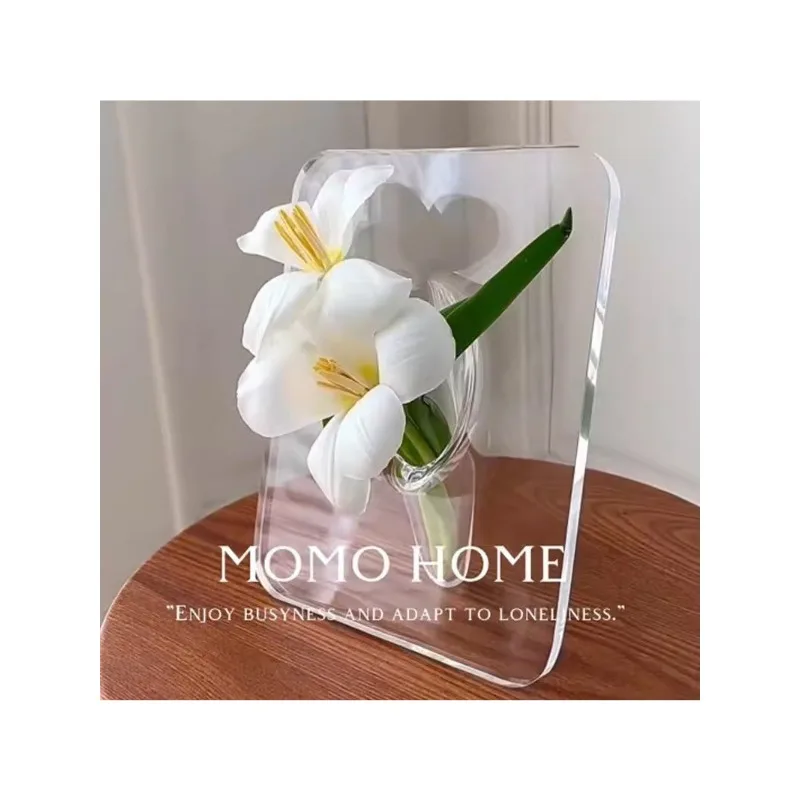 2024 Acrylic photo frame vase Transparent flower planter Simplicity home decoration  floreros vintage  decor  office  jarrones