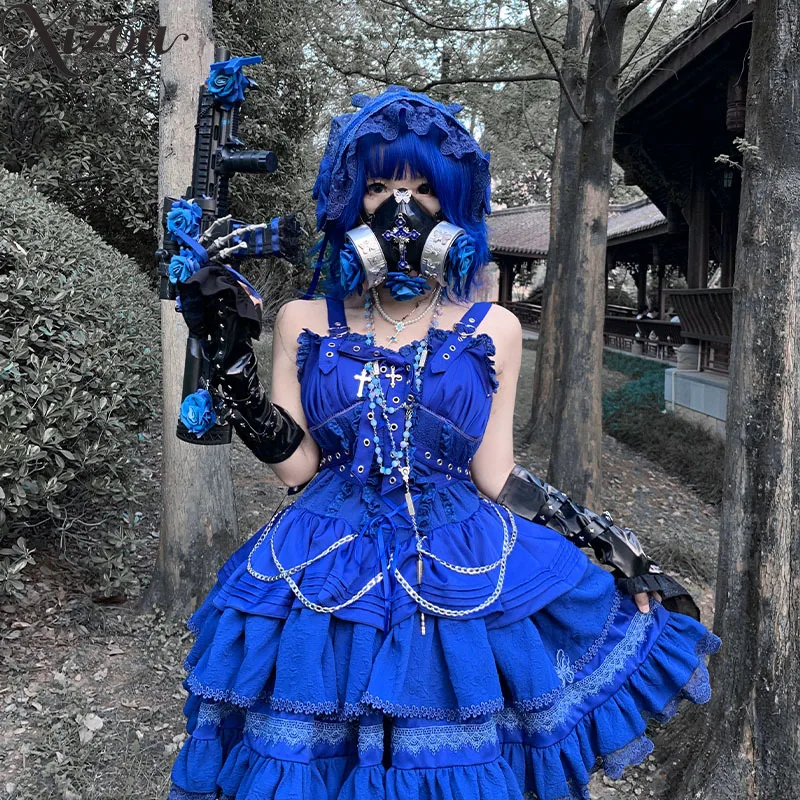 JSK Gothic Punk Stil Elegante Beiläufige Kurze Kleider für Frauen Subkultur Harajuku Sommer Original Kawaii Dame Lolita Kleid