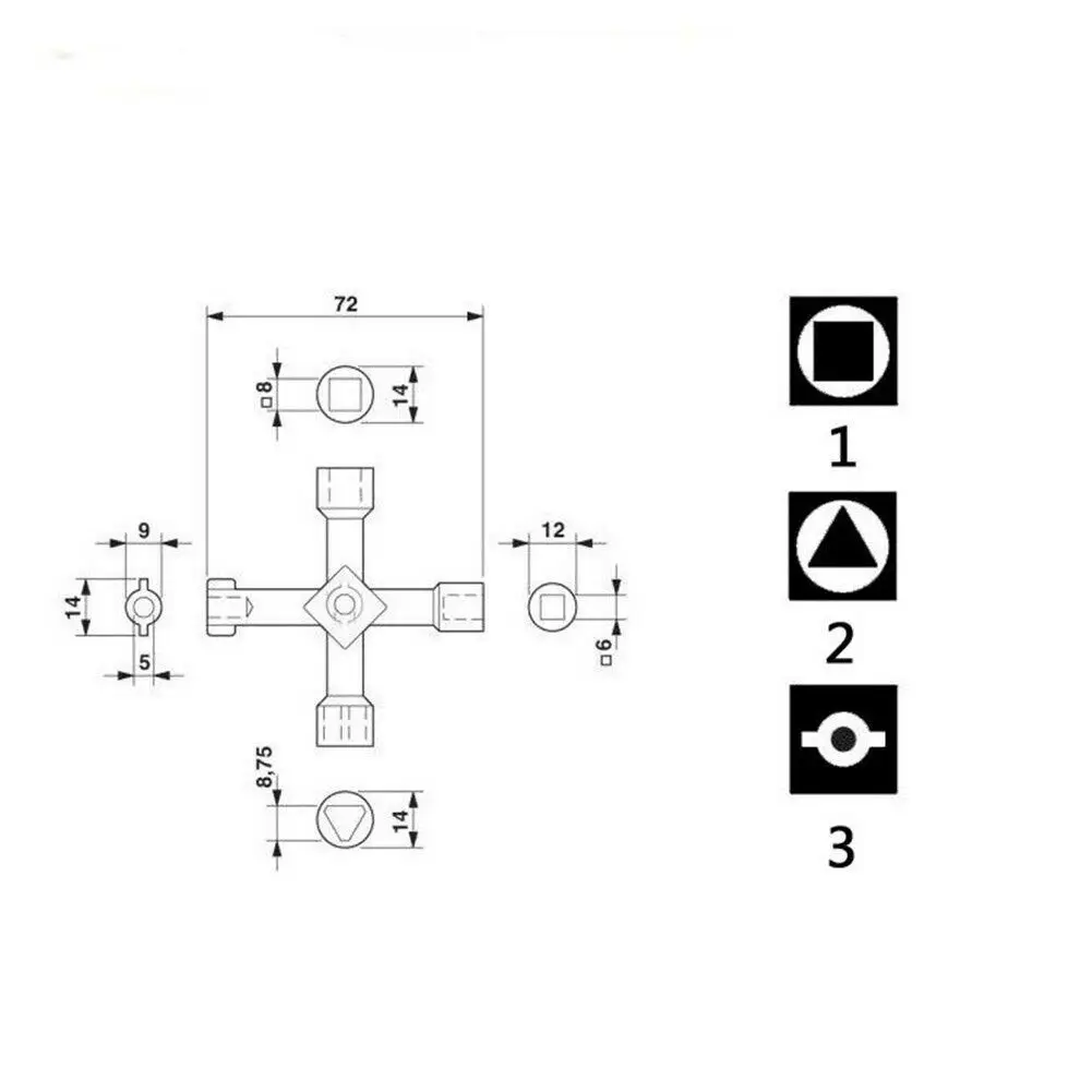 4 In 1 Universal Multi-function key wrench four-in-one inner triangular cross electric control cabinet shield door valve