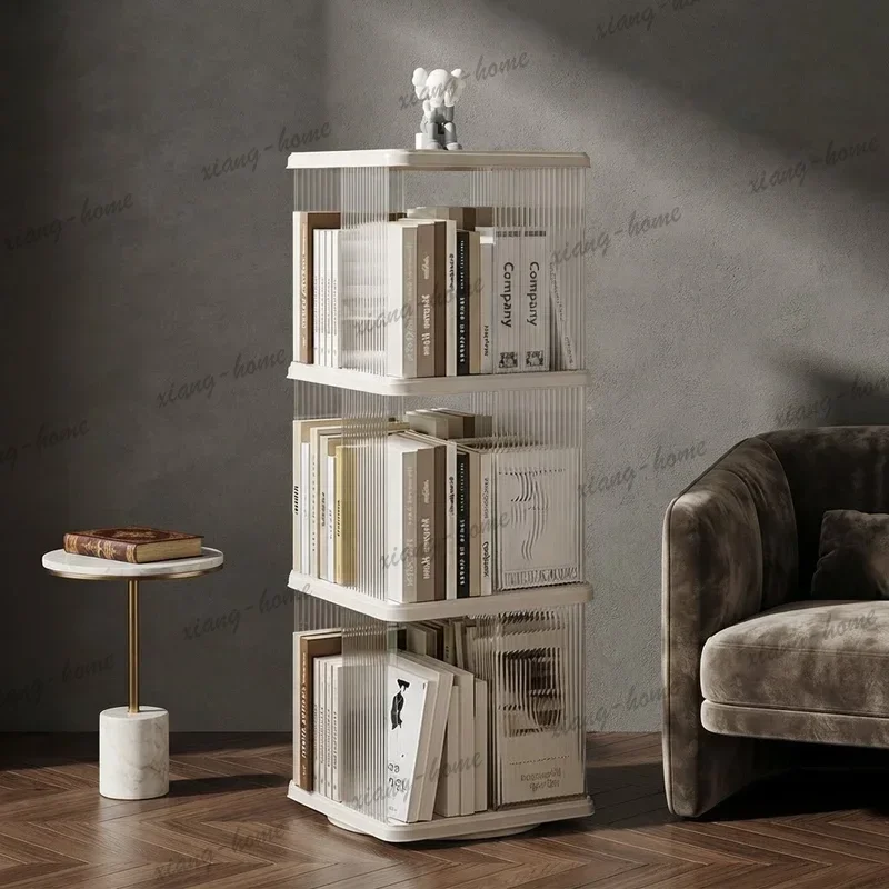 LS360 Degree Spinning Bookcase Clear Rotating Storage Shelf for Office Bookstore Commercial Use Thickened Durable Transparent