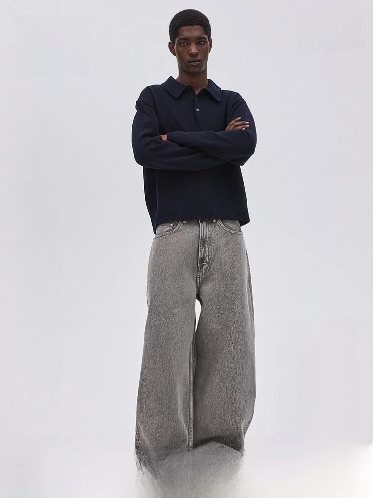 

Мужские джинсы свободного кроя H&M, американский стиль, модные повседневные брюки, зимняя коллекция, молодежные, хлопковые, на молнии