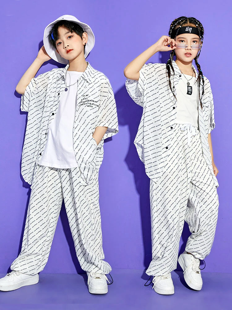 Vêtements de danse Hip Hop pour filles, tenue de danse de rue, chemise ample, pantalon, pour spectacle de Jazz à l'école de la journée des enfants, YS3289