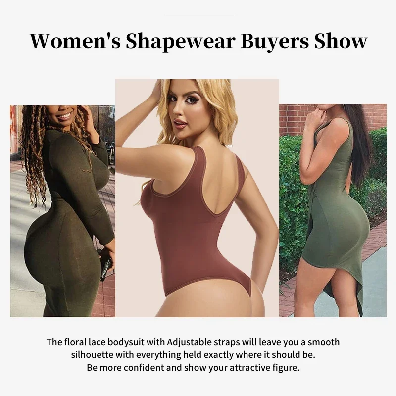 Seamless Bodysuit Women Shapewear Tummy Control Collar Tank Top U-Shape Backless Body Shaper Thongs Underwear Slim Waist