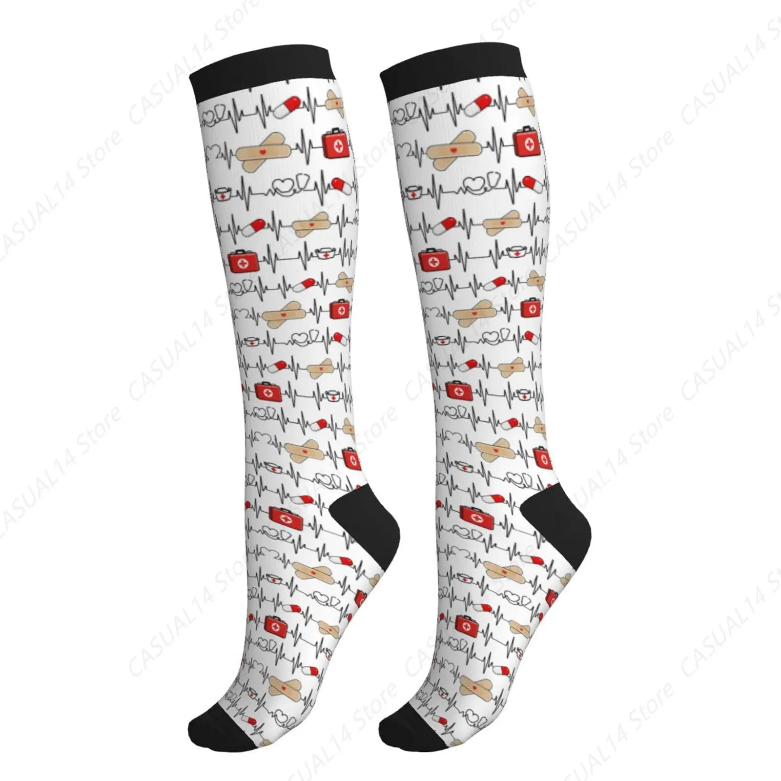 Calzini a compressione medica Calzini di supporto alti al ginocchio per donna Uomo Calze circolanti per corsa atletica Ciclismo Volare