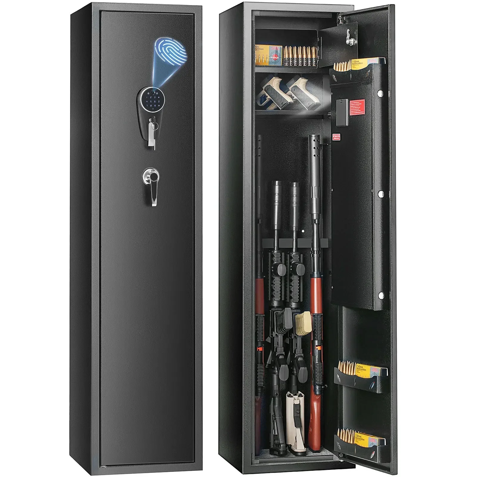 VEVOR Rifles Gun Safe Rifle Safe W/ Fingerprint & Digital Keypad Lock Removable Gun Storage Cabinet W/ Built-in Storage Locker