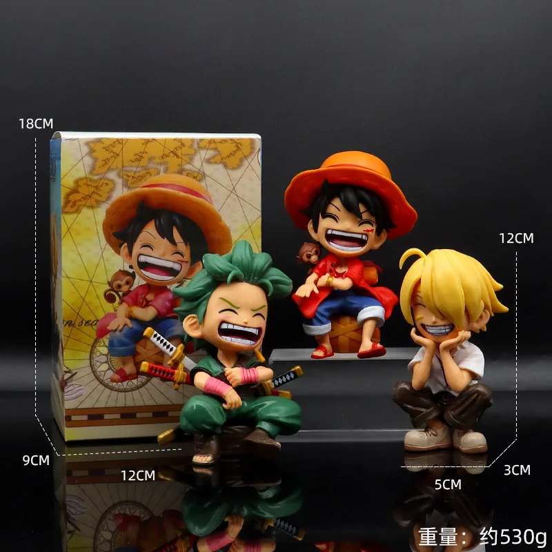 Q Versão Sentado e Rindo Anime Figura, Luffy, Sauron, Sanji, Tide Play, Desktop, Enfeite de Carro, Presente, 1 pc