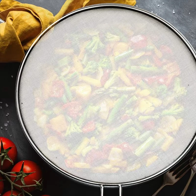 1 stücke 29/33 cm Edelstahl Öl Splash Bildschirm Rund Öl Schild Hohl Griff Anti Verbrühen Verwendet Für Küche tiefe Braten Kochen – Detail 6