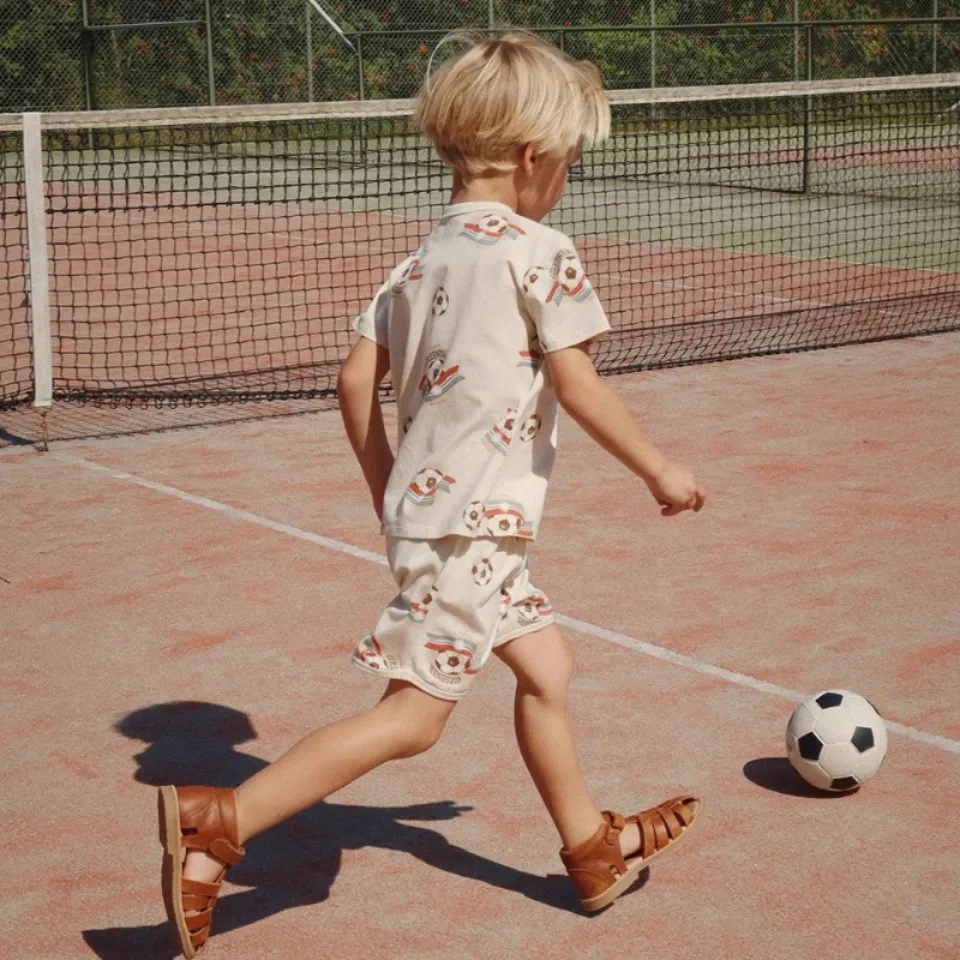 الصيف KS طفل الفتيان قصيرة الأكمام تي شيرت + السراويل 2 قطعة مجموعات الاطفال ملابس الأولاد القطن مخطط تي شيرت مطبوعة ملابس منزلية الدعاوى