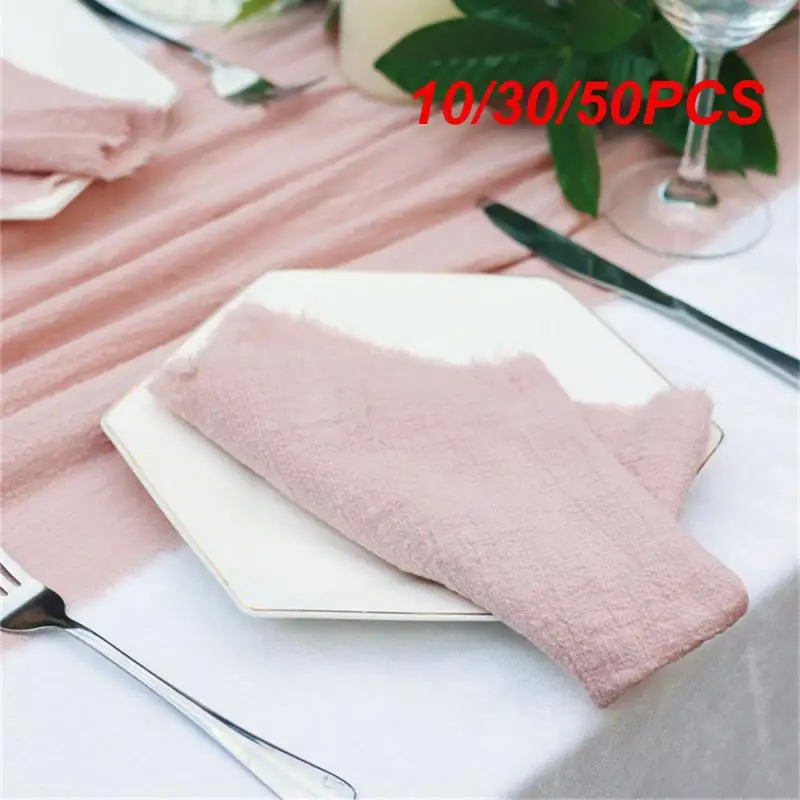 10/30/50PCS Napkin Muslin Table Fabric Dining Table Fabric Party Decoration Handkerchief Wedding Supplies Wedding Decoration