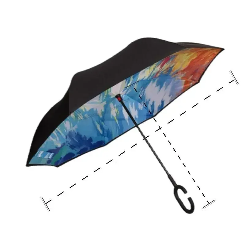 

Superior Anti-Wind and Anti-Humidity Durable Double-Layer Hands-Free Car Reverse Umbrella with C-Type Handle for Ultimate Rain P