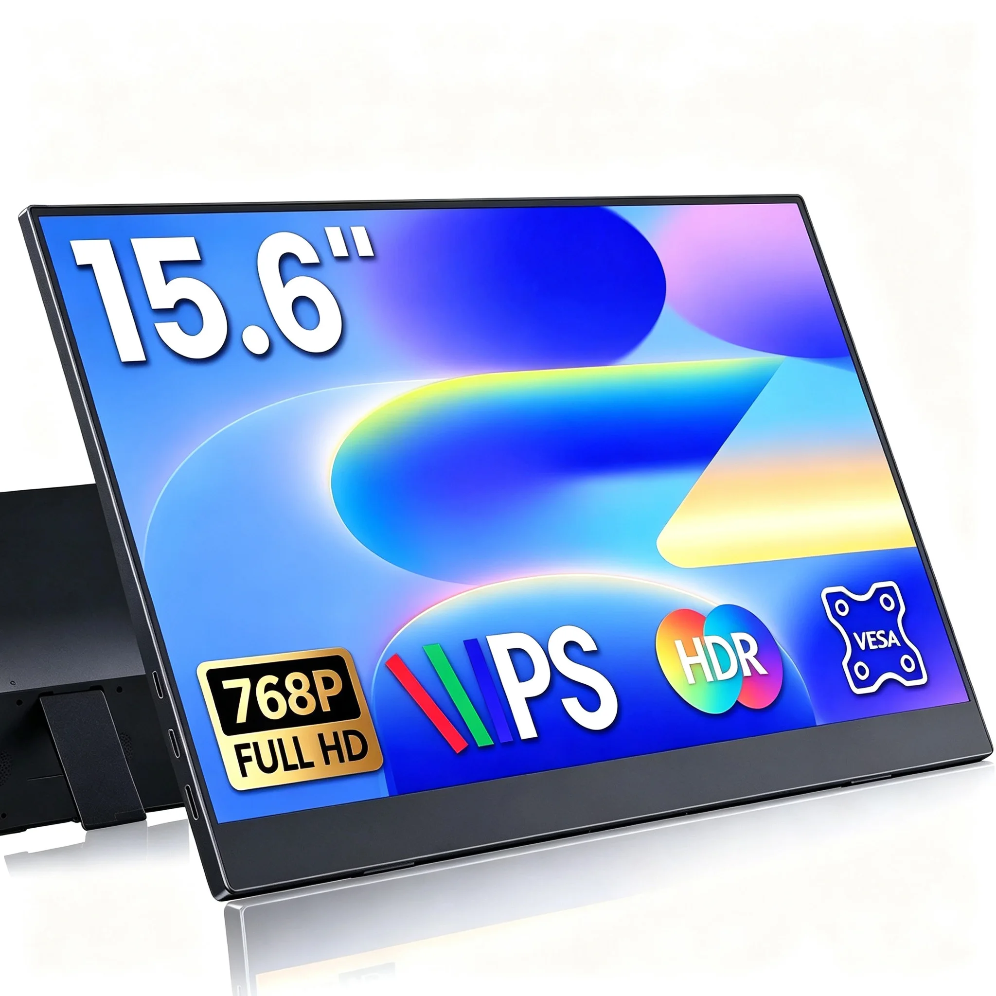 15.6 Inch Portable Monitor 1366*768 HD IPS 72% SRGB VESA External Secondary Display for Laptop Phone Xbox PC Switch Game Console