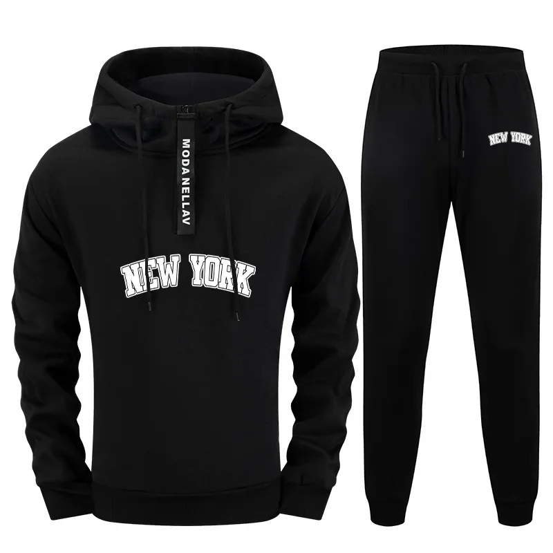 

Mens Half Zip Tracksuit Set 2025 New Urban Streetwear Fashion 2 Pieces Outfit Hoodie with Jogger Autumn Winter Casual Sportswear