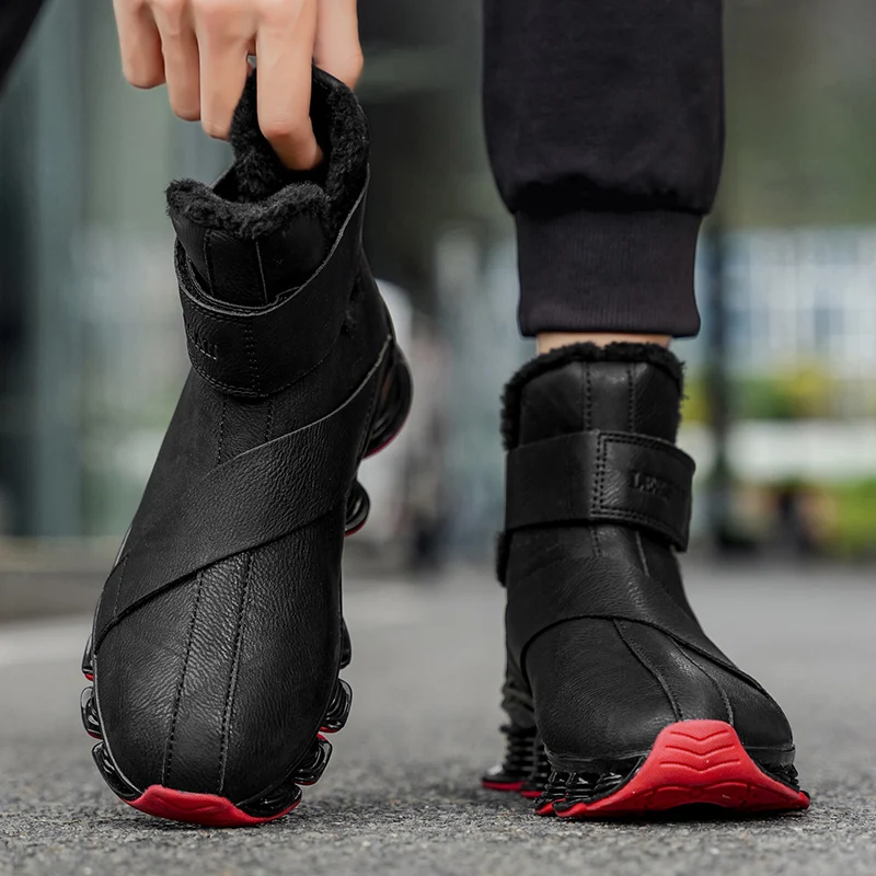 Men's Warm Winter Boots Waterproof Non-Slip Plush Lined Sneaker Shoes Winter Slippers Comfortable Male Tenis Boots