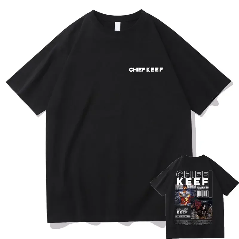 Rapper Chief Keef Back From The Dead Album kaus cetak pria wanita Hip Hop antik kaus ukuran besar pria keren Streetwear keren