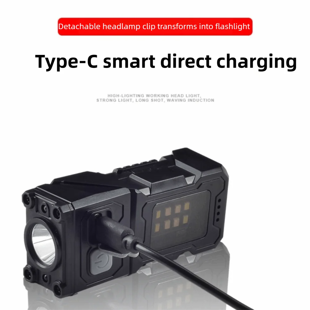 

Прожектор Светодиодный налобный фонарь 6 режимов освещения Перезаряжаемый через USB фонарь Fishig Встроенный аккумулятор Съемный налобный фонарь Велоспорт