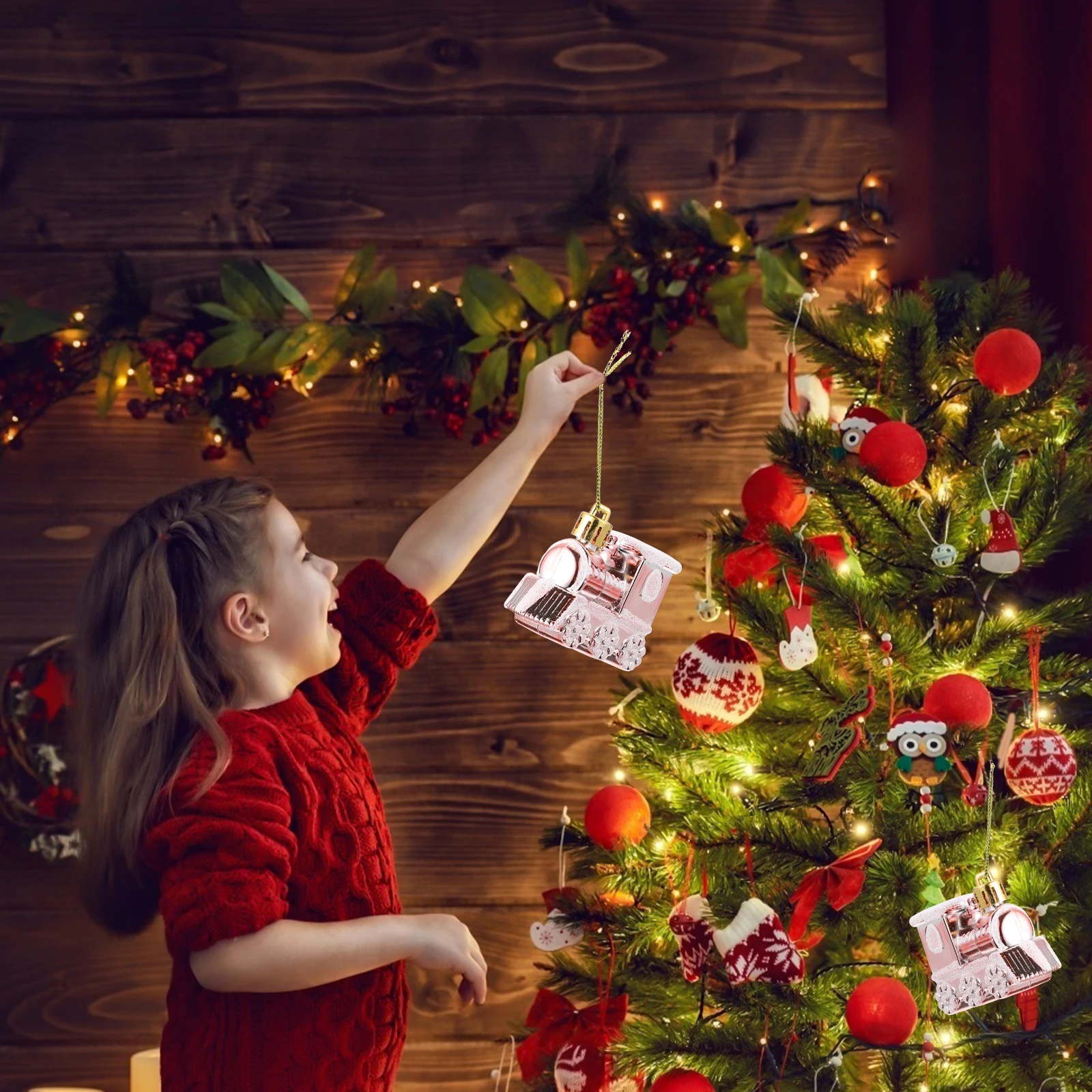 

4Pcs Christmas Tree Pendants Lovely Small Cartoon Train Decor Exquisite Xmas Party Supplies Home Bar Decoration