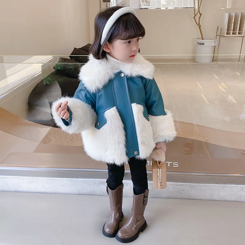 Girls Coat Jacket Cotton Windbreak Snowsuit 2023 Beauty Winter Autumn Faux Fur Outwear Children\'s Clothing