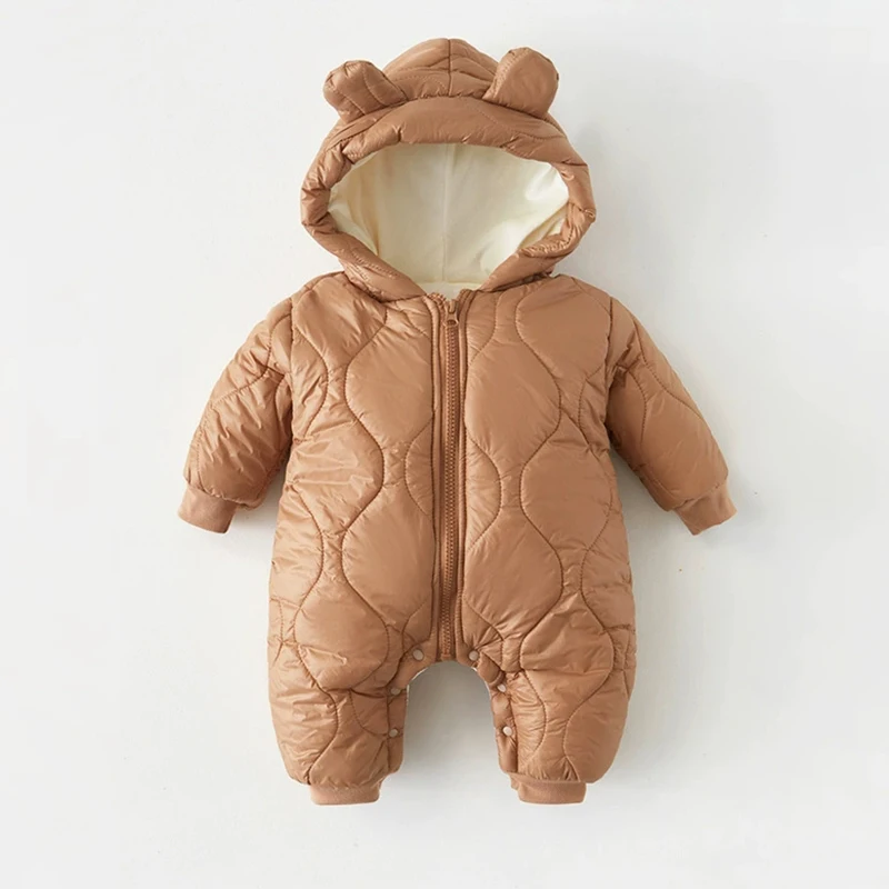 

3-24 Baby Rompers Cute Bear Toddler Boys Overall Jumpsuit Winter Warm Hooded Cotton Baby Girls Romper Infants Crawling Clothing