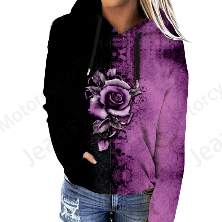 Rose Floral 3d Print Hoodie Women Fashion Oversized Hoodies Women Sweats Flower Coat Sweatshirt With Pocket Pullovers Sudaderas