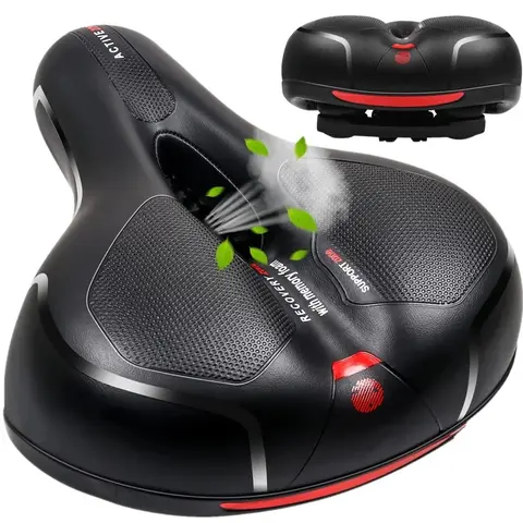 Hollow Breathable Bicycle Saddle with Taillight Mountain Cushion Bicycle Big Butt Widened Soft Saddle Comfortable Seat