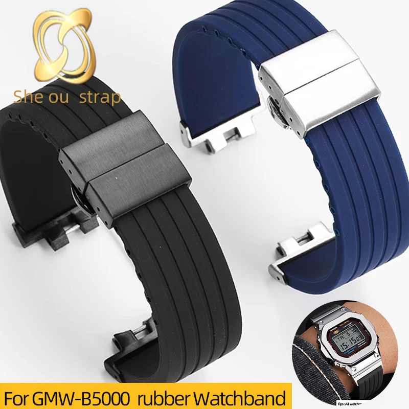 

Men'S Silicone Watch Strap For Casio GMW-B5000 GM-B2100 MRG-B5000 G-shock Small Square Modified gmw-b5000 Rubber Watchband