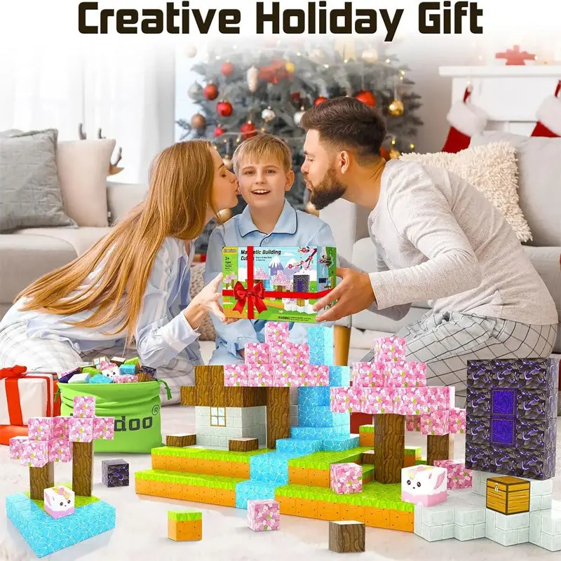 Blocos de construção magnéticos para crianças, Pixel Model Set, Cubo de construção, brinquedos educativos, DIY Creative Hobby, presente de aniversário