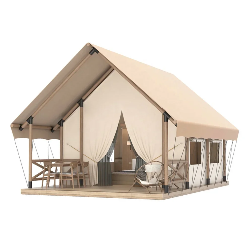 Outdoor Wild Luxury Tent Wooden Structure Jupiter Nomadic Hotel Tent Camp Travel Light Luxury Resort Homestay Tent