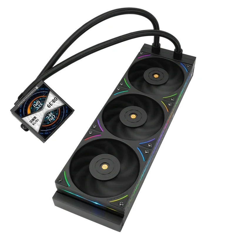 2025 Black CPU Water/Air Cooling System – UR ARGB L.E.D, U.S.B Interface, Copper Heatsink for PC Processors