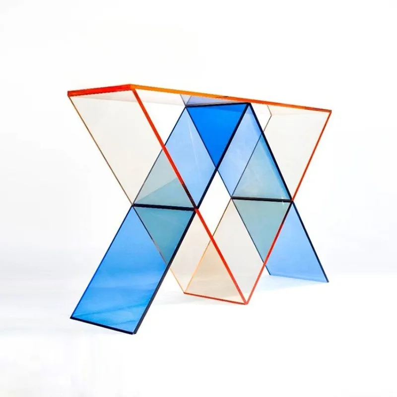 Showroom geometric strip art ins colored acrylic porch table counter