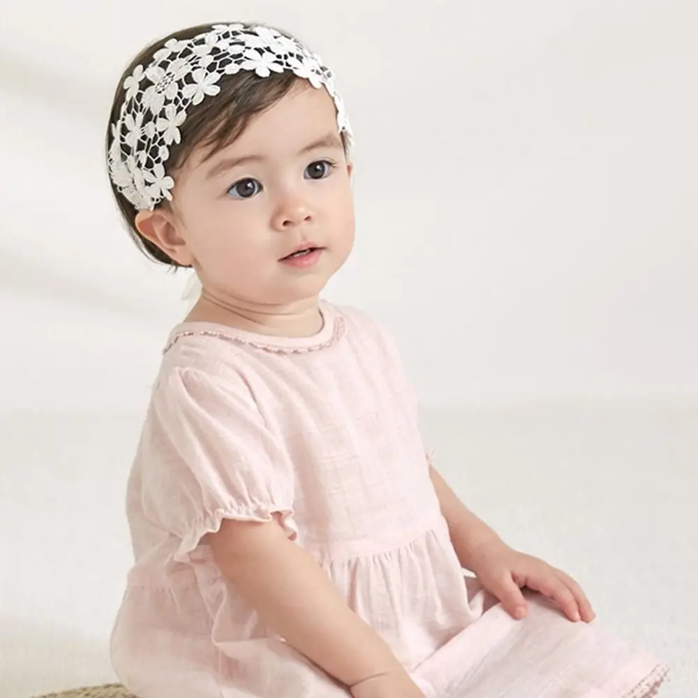 Newborn Cute Baby Pearl Hairband White Lace Flower Handmade Elastic Headband for Girl Toddler Infant Headbands