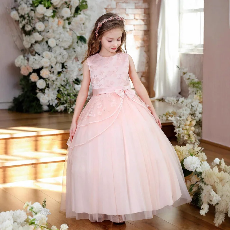 

Новое летнее платье для девочек с цветами, милое детское платье с цветочным принтом, пышное платье, нарядное платье, платье для выступлений на фортепиано