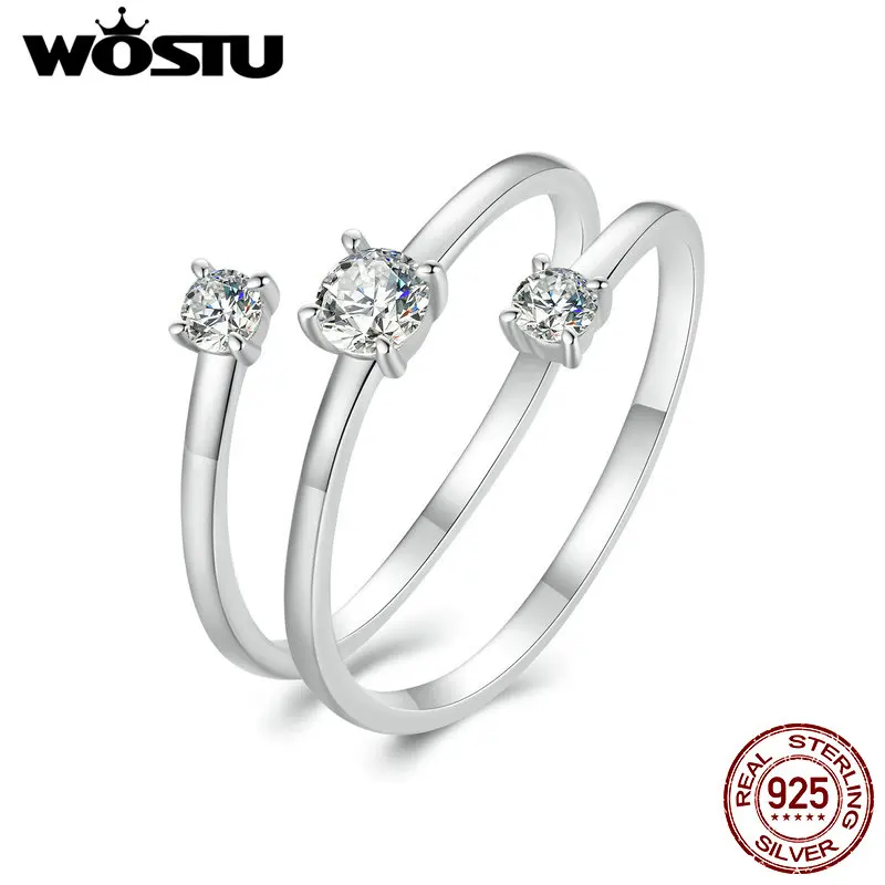 WOSTU tre strati 0.5 CT anello a spirale Moissanite 925 Sterlin argento D colore Moissanite impilabile promessa fede nuziale regalo per feste