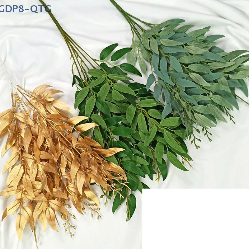 حار بيع أوراق اصطناعية باقة وهمية الصفصاف الزفاف خلفية فو أوراق الشجر ديكور المنزل #1